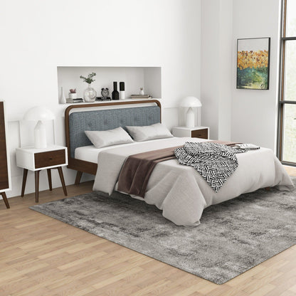 Pair of modern night stands by HouseOfZazla, white bodies with dark brown fronts, solid wood on Tampa Home & Garden Store
