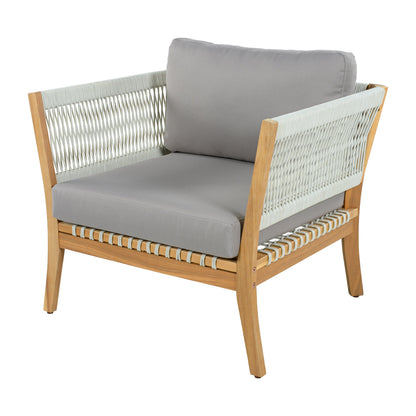 Acacia Wood Patio Chair and Woven Rope Accents