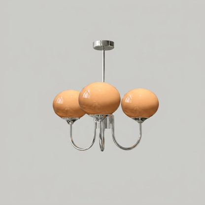 Marshmallow chandelier Moktan Sabai; pink hand-sprayed glass bubbles, 3 spheres on Tampa Home & Garden Store