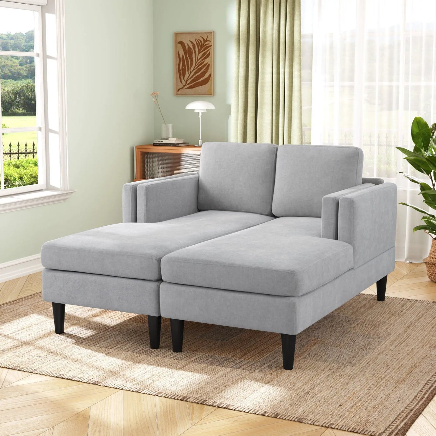 Chaise Lounge Sofa Bed With Dual Layer Armrests