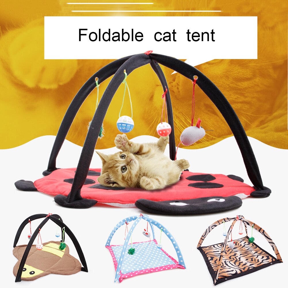 Cartoon Cat Play Tent foldable arches with red paw-print mat and hanging toys Sell My Stuff on Tampa Home & Garden Store
