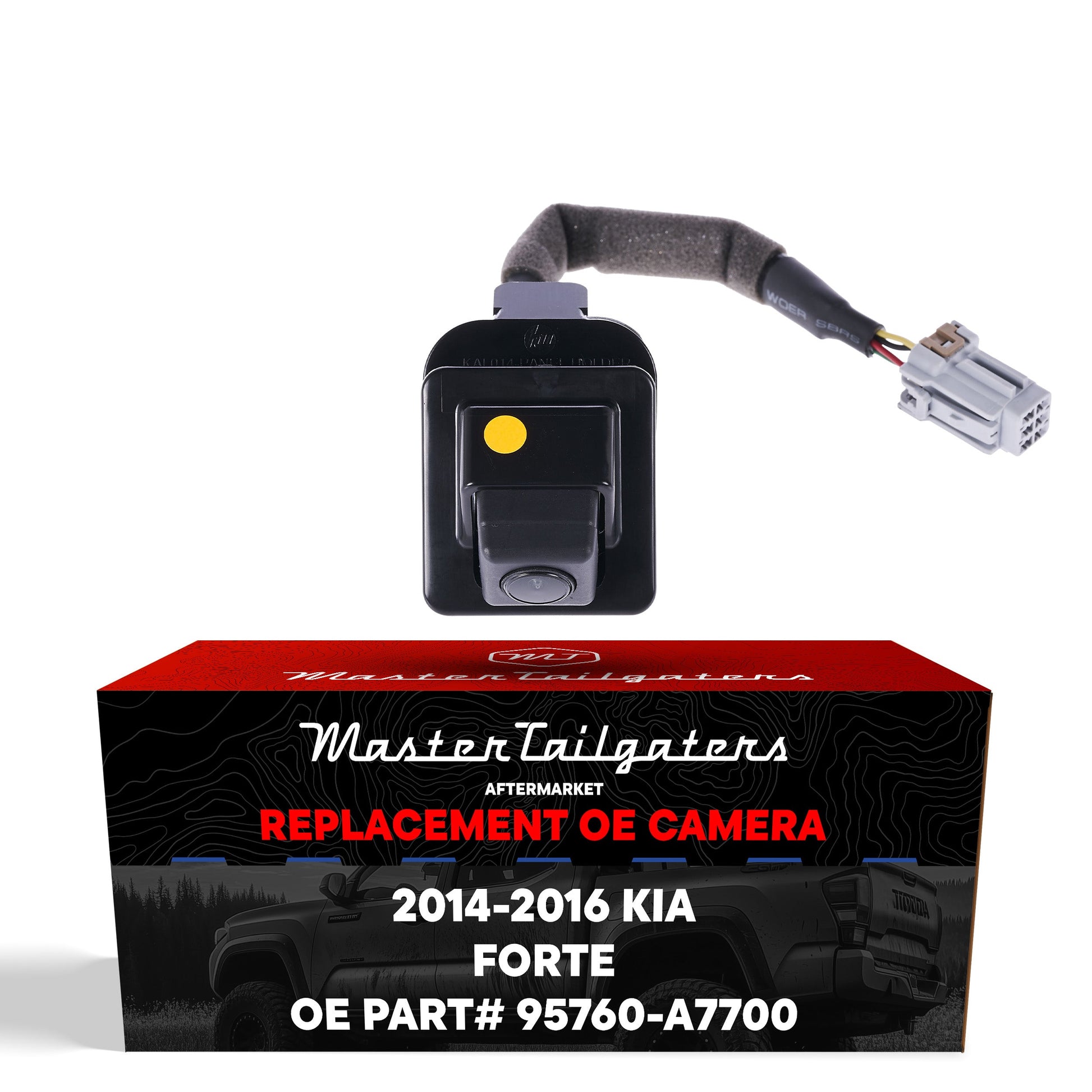 Master Tailgaters OEM backup camera for Kia Forte 2014-2016 with wiring harness and connector on Tampa Home & Garden Store