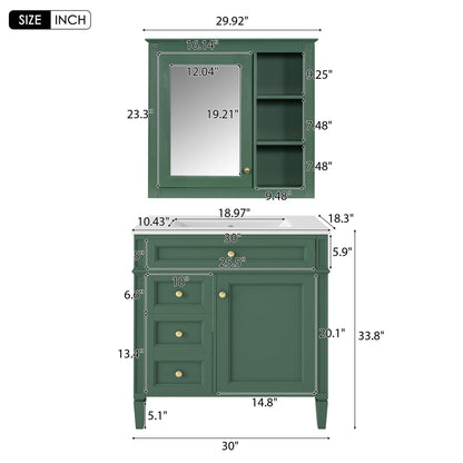 Bathroom vanity with medicine cabinet by HouseOfZazla, green finish with mirror and shelves on Tampa Home & Garden Store