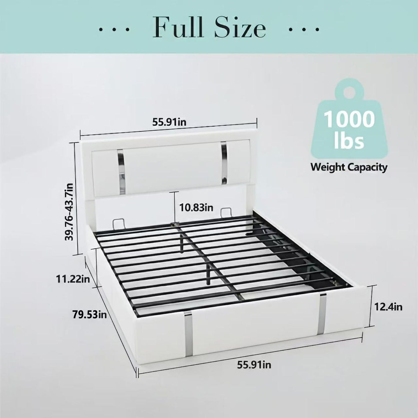 Upholstered Bed with Led Headboard and Storage