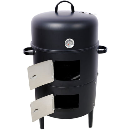 Heavy Duty Round Steel Charcoal Grill and Smoker