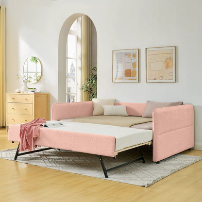 Upholstered Daybed With Pop Up Trundle For Guests