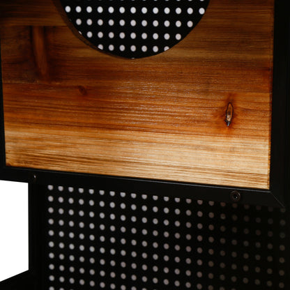 Modern Spacious Cat House Black + Brown with wood exterior and black polka-dot fabric on Tampa Home & Garden Store