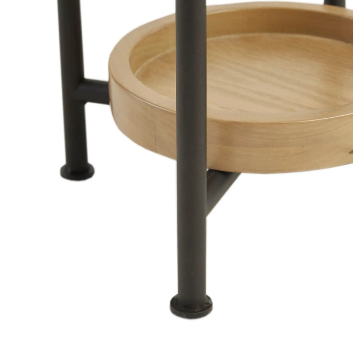 Oval End Table in White and Natural Tone