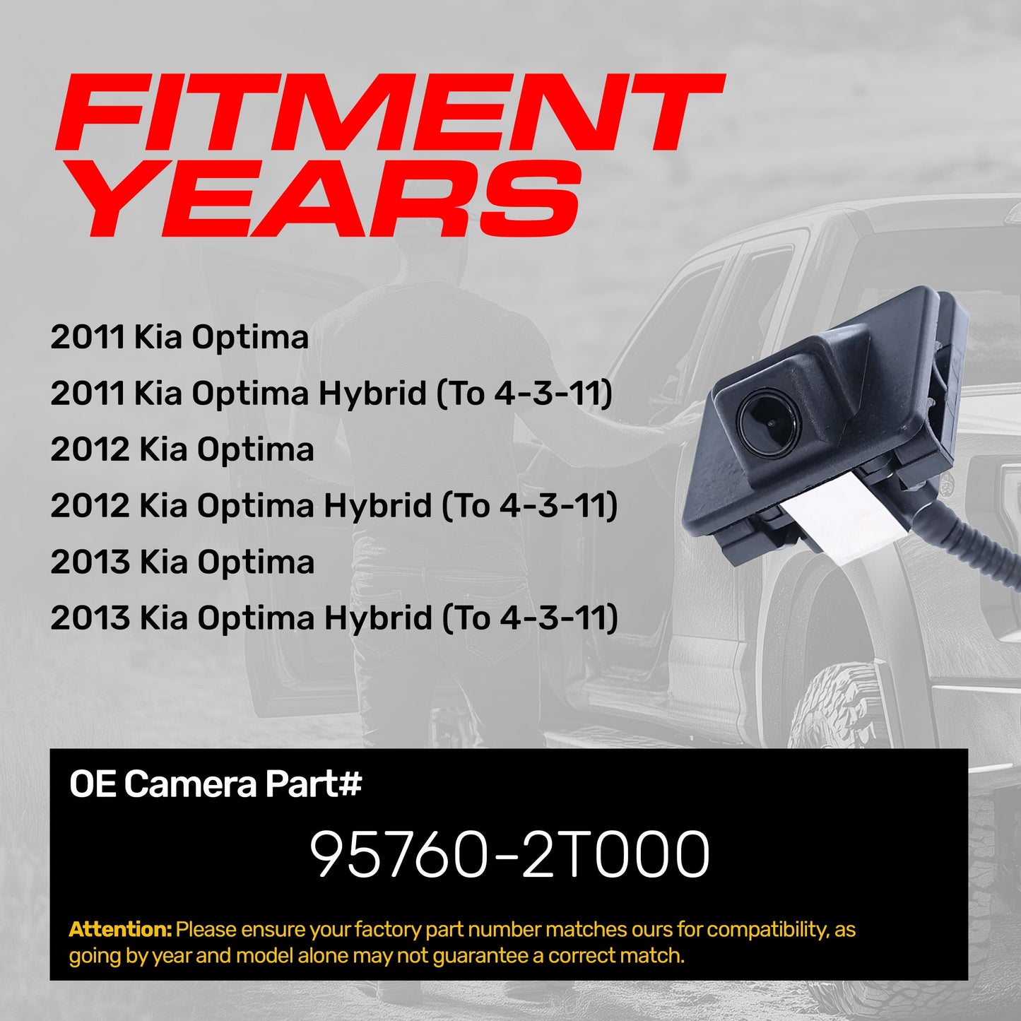 Backup camera OEM for Kia Optima 2011-2013 by Master Tailgaters, part 95760-2T000 on Tampa Home & Garden Store