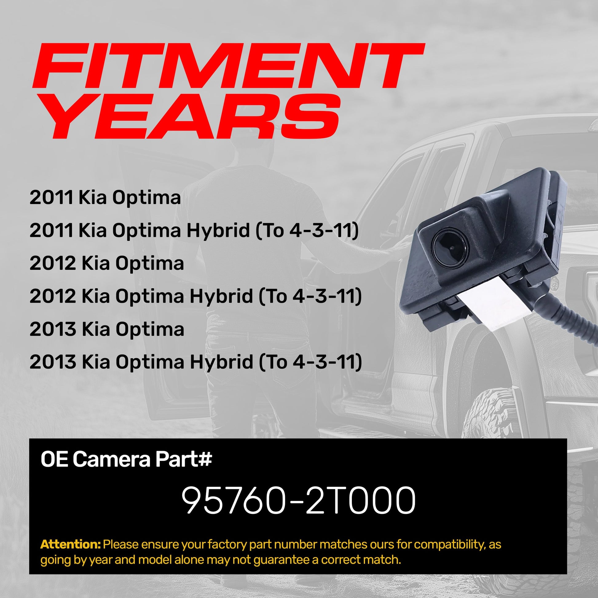 Backup camera OEM for Kia Optima 2011-2013 by Master Tailgaters, part 95760-2T000 on Tampa Home & Garden Store