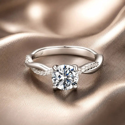 925 silver moissanite ring 0.65ct center stone, pave side stones, size 6 by Bids.com on Tampa Home & Garden Store