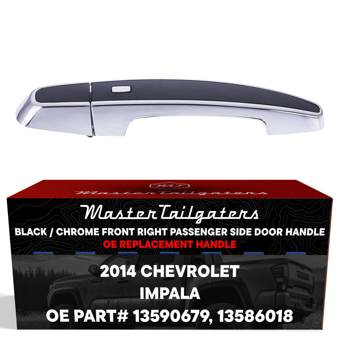 Master Tailgaters exterior door handle Black/Chrome front-right 2014 Impala LTZ w/o keyhole on Tampa Home & Garden Store