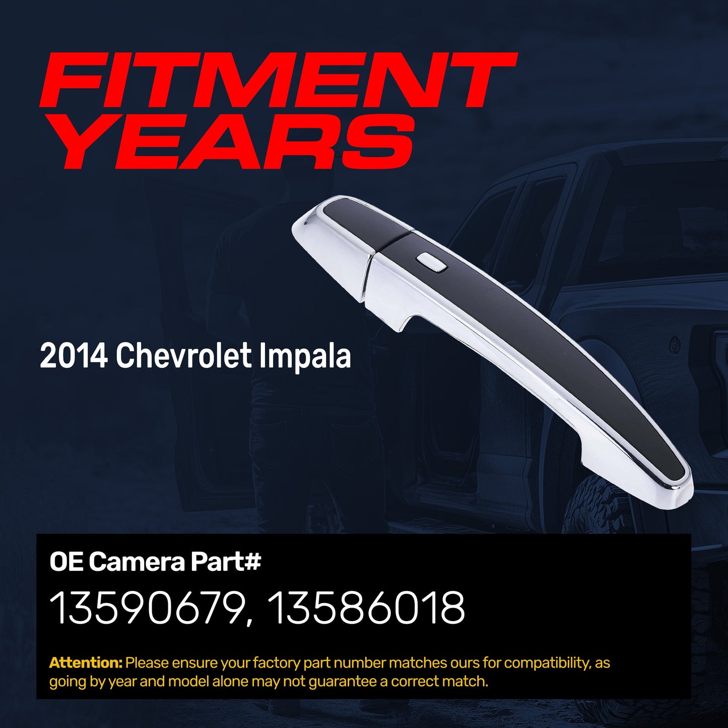 Door handle Master Tailgaters black/chrome 4-pin for 2014 Chevrolet Impala LTZ front right on Tampa Home & Garden Store