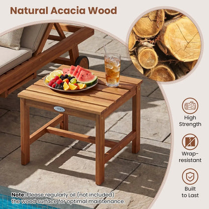 17 Inch Square Acacia Wood Side Table Slatted Top