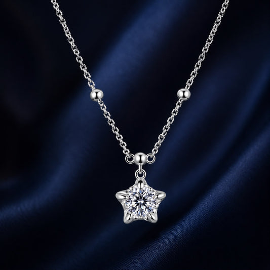 Necklace 925 Sterling Silver 5mm Moissanite for Women star-shaped pendant by Bids.com on Tampa Home & Garden Store