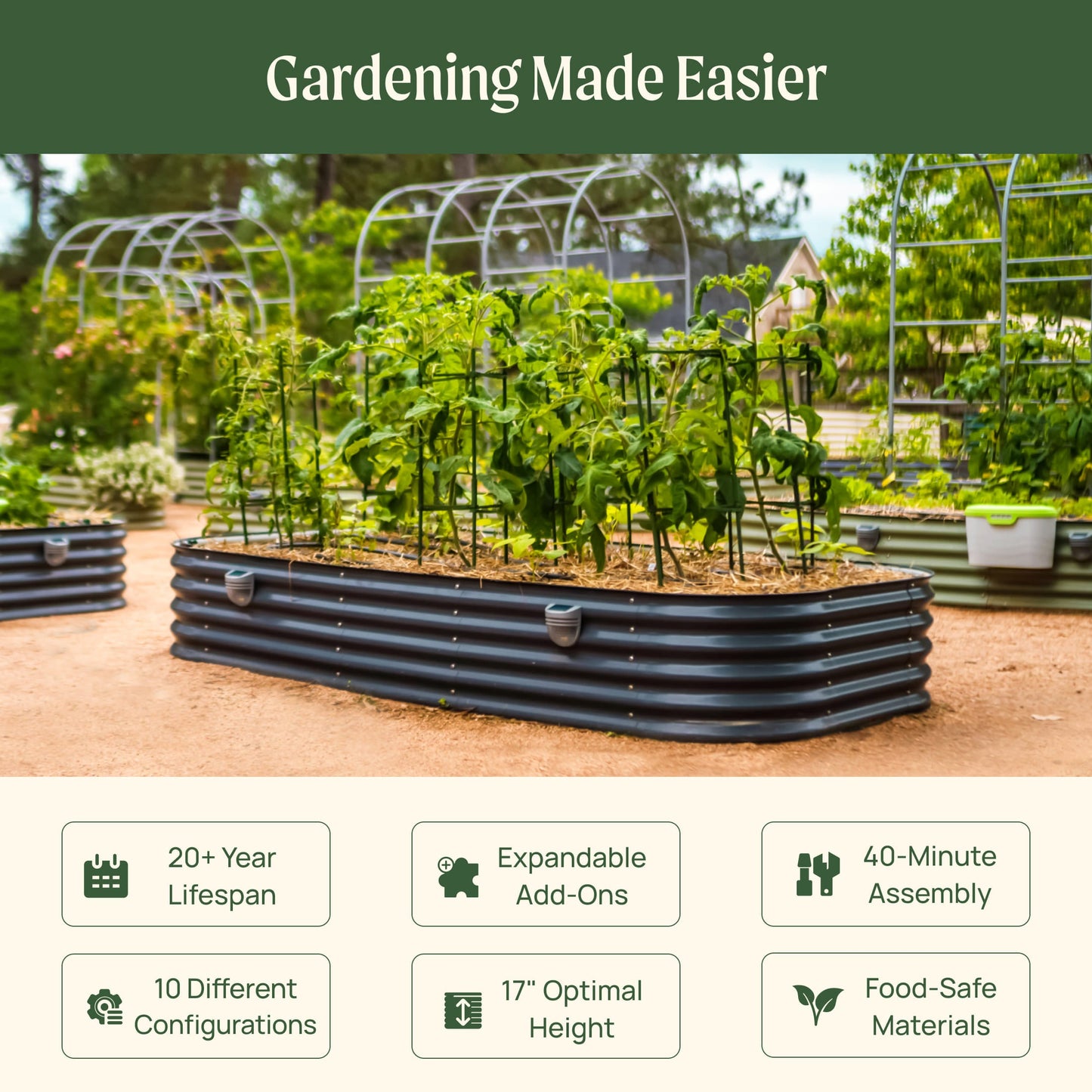 17" Tall 4x8 Garden Bed Jumbo 10 in 1 Modular