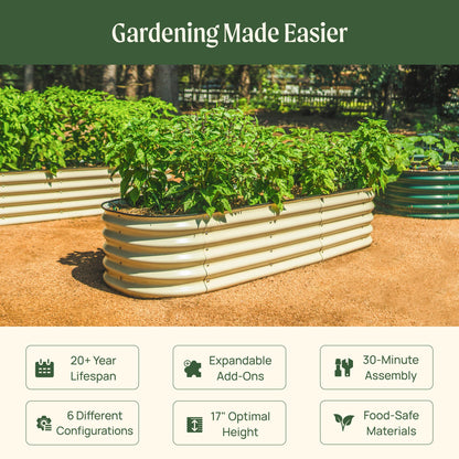 Jardinière surélevée de 43 cm de haut, taille moyenne, modulaire 6 en 1, en métal