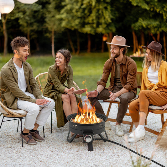 GemGear 17 in portable gas fire pit with folding legs and removable grill black on Tampa Home & Garden Store