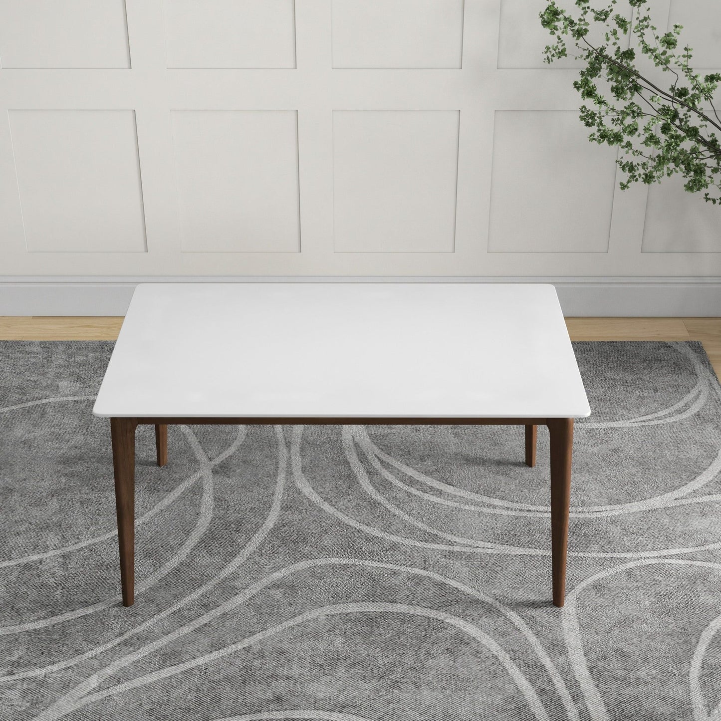 Levi modern rectangular dining table, white top with wood legs by HouseOfZazla on Tampa Home & Garden Store