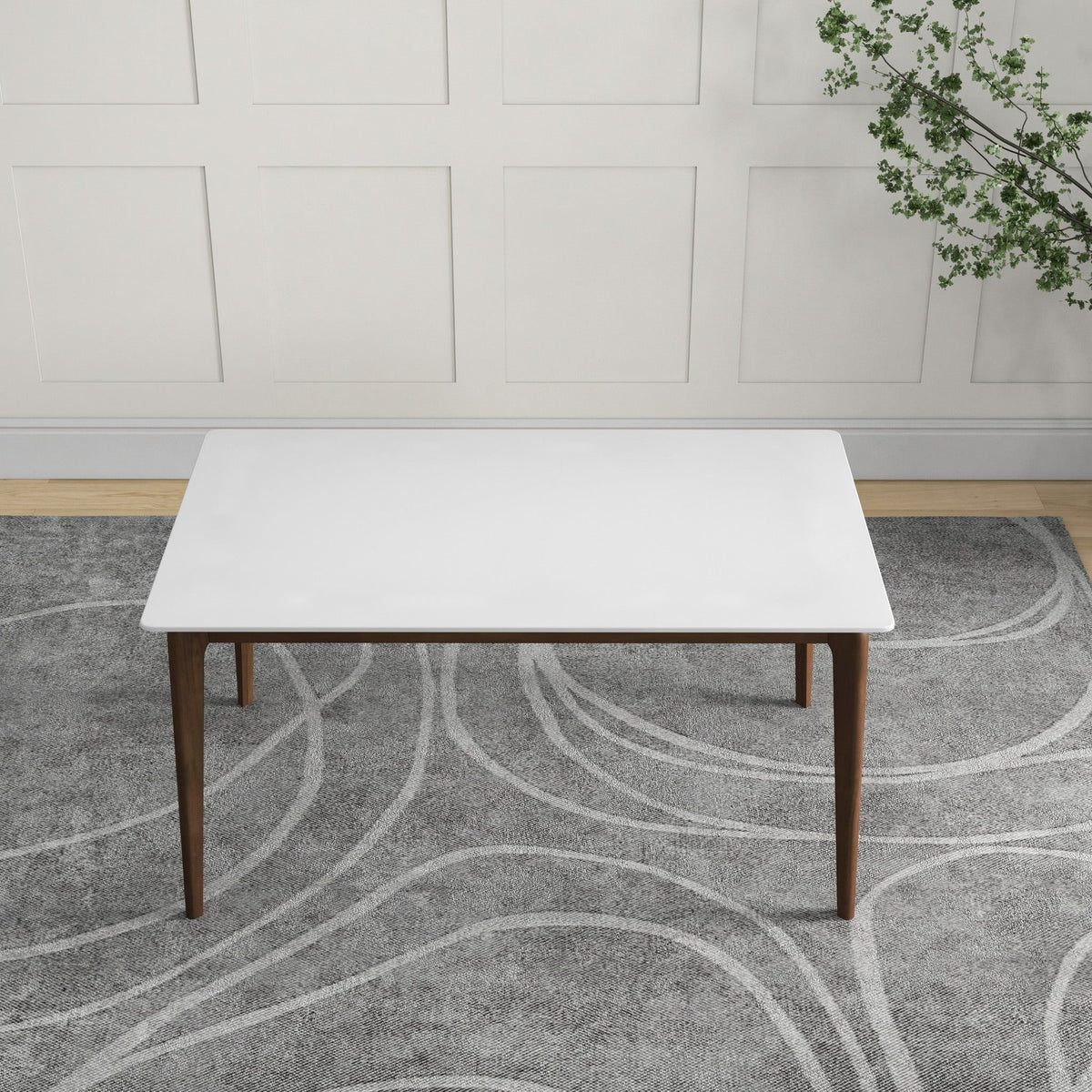 Levi modern rectangular dining table, white top with wood legs by HouseOfZazla on Tampa Home & Garden Store