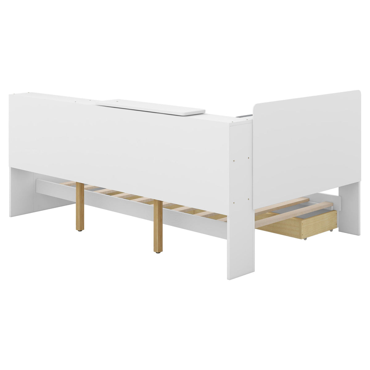 Platform bed with storage headboard and pullout drawers in white by HouseOfZazla on Tampa Home & Garden Store