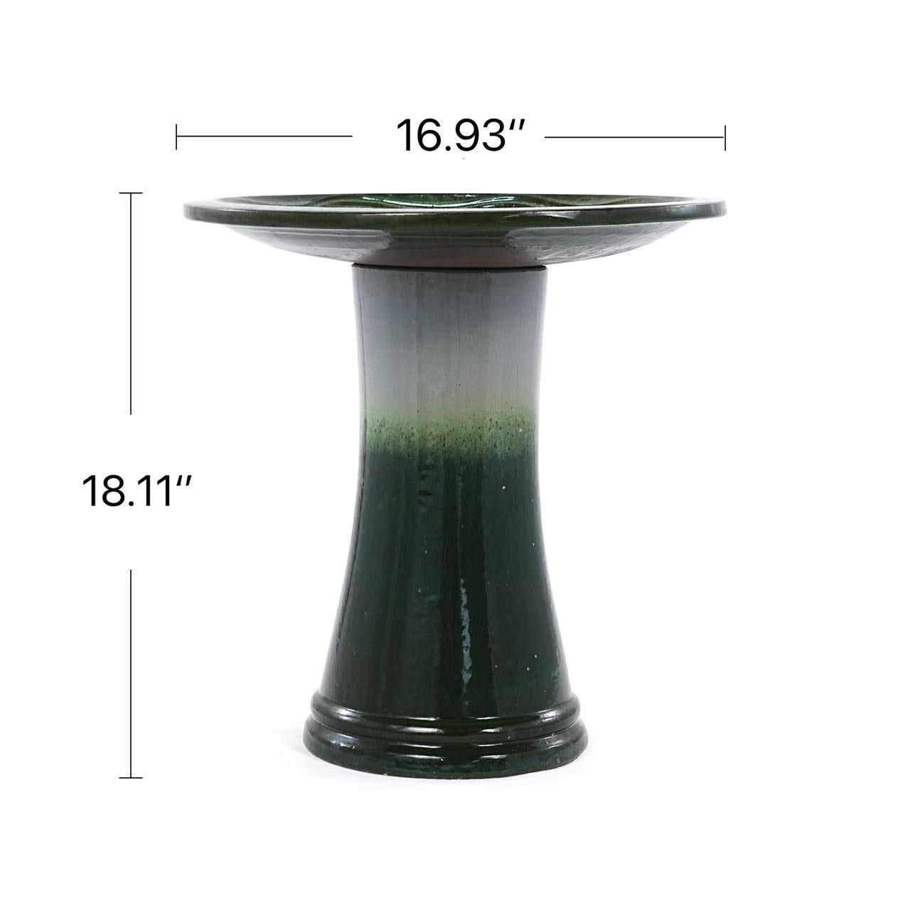 17 Inch Ceramic Bird Bath For Garden And Patio