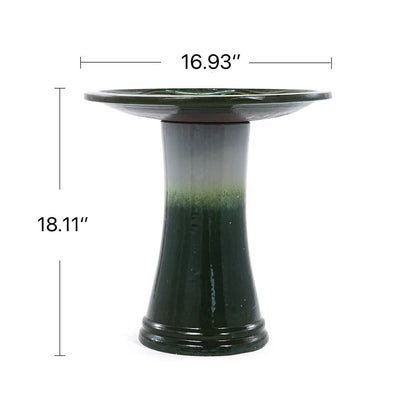 17 Inch Ceramic Bird Bath For Garden And Patio