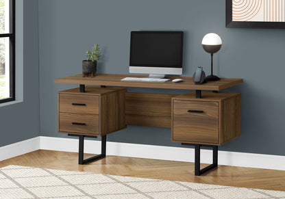 HouseOfZazla computer desk for home office with 5-drawer storage, wood finish, black metal legs on Tampa Home & Garden Store