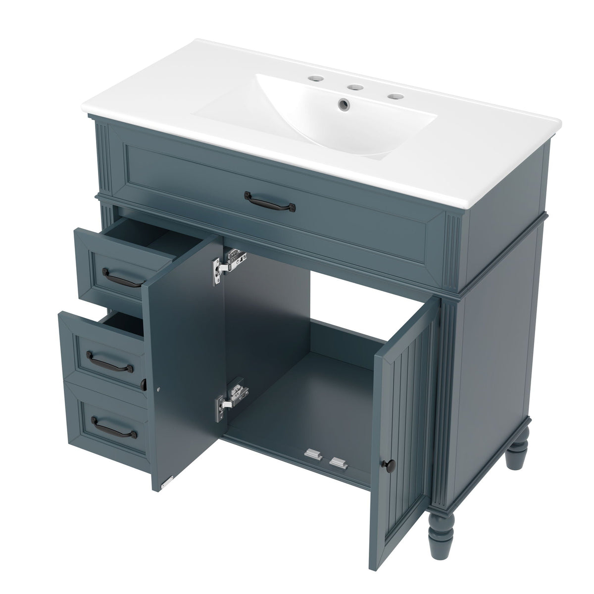 Bathroom vanity with sink and drawers, freestanding solid wood blue cabinet by HouseOfZazla on Tampa Home & Garden Store