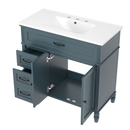 Bathroom vanity with sink and drawers, freestanding solid wood blue cabinet by HouseOfZazla on Tampa Home & Garden Store