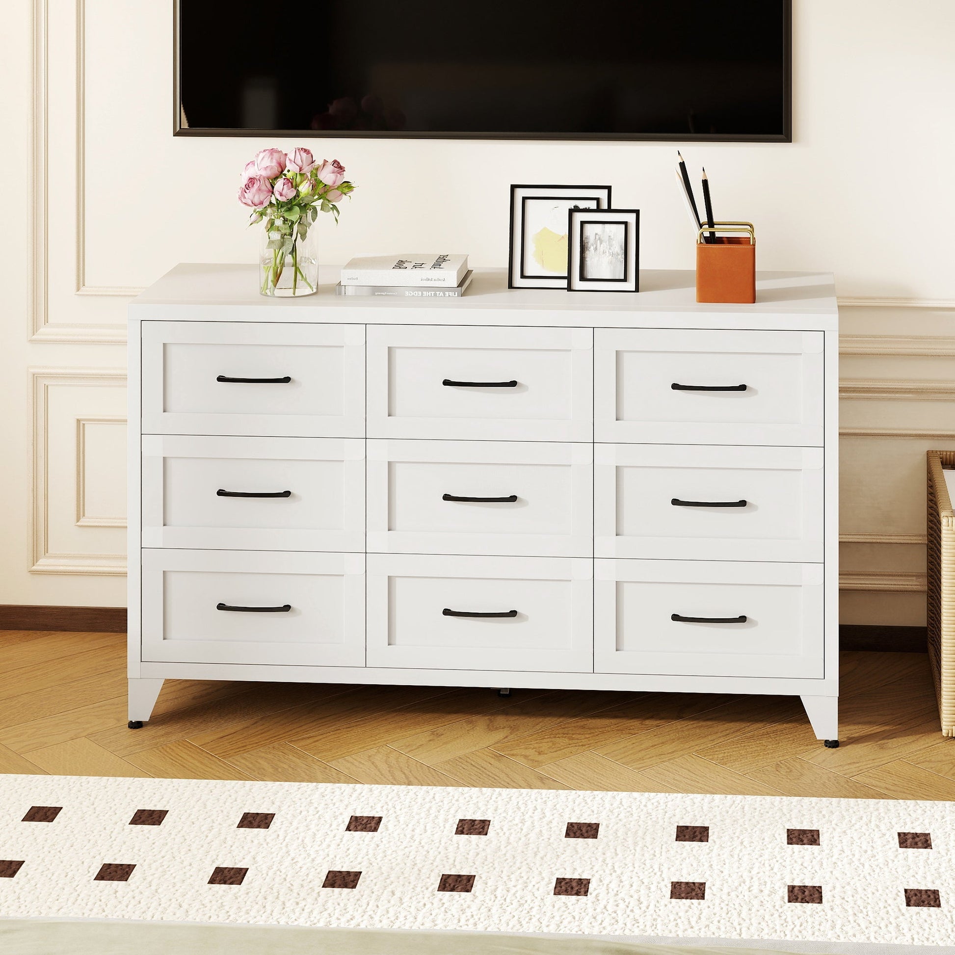 9 Drawer White Metal Dresser with Quiet-Glide Rails by HouseOfZazla on Tampa Home & Garden Store