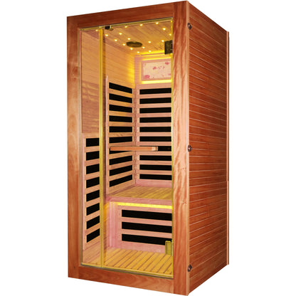 Single-person sauna room in American White Oak with glass door and 7 heating plates HouseOfZazla on Tampa Home & Garden Store