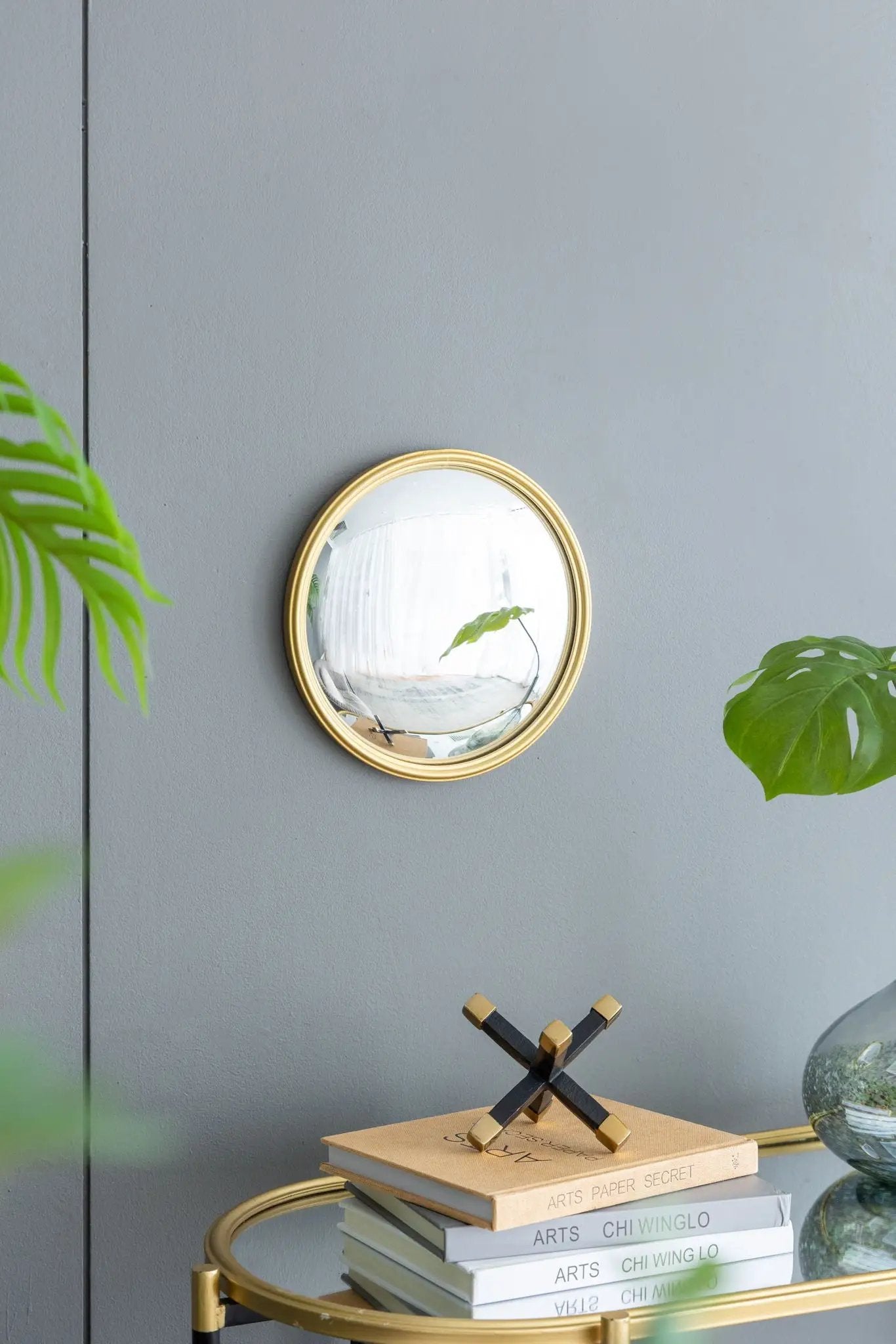 Round mirror with gold iron frame wall decor by Unique Piece Furniture on Tampa Home & Garden Store