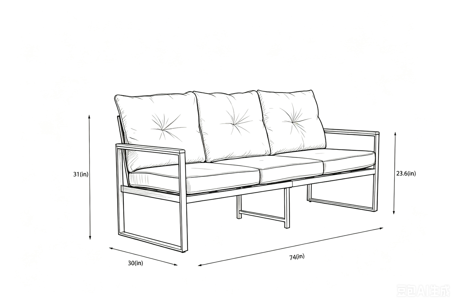 Oversized steel outdoor conversation set with a three-seat cushioned sofa and metal frame on Tampa Home & Garden Store
