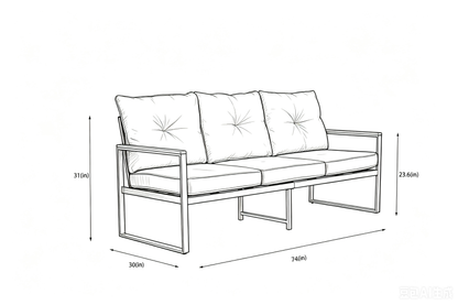 Oversized steel outdoor conversation set with a three-seat cushioned sofa and metal frame on Tampa Home & Garden Store