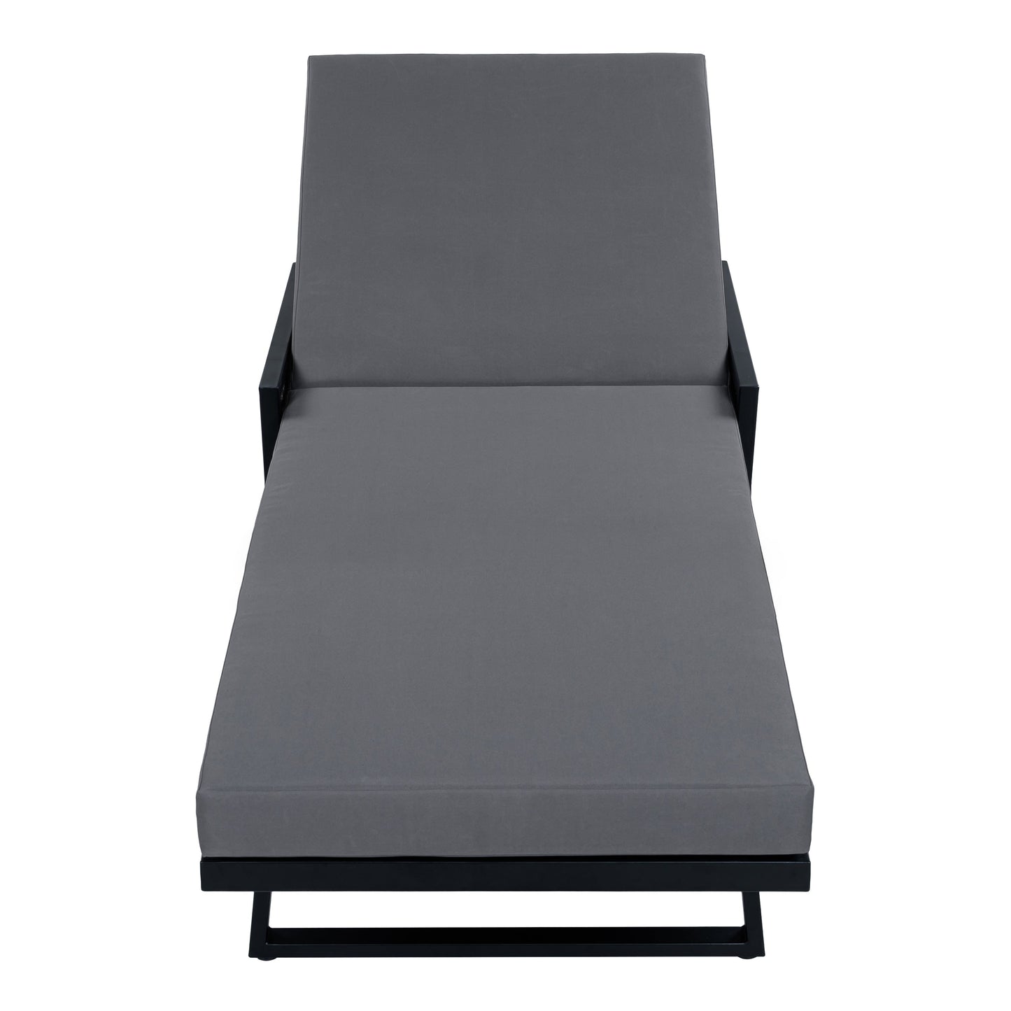 Black Iron Outdoor Chaise with Mixed Rope