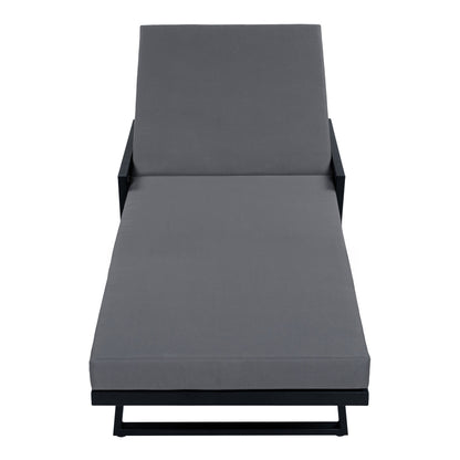 Black Iron Outdoor Chaise with Mixed Rope