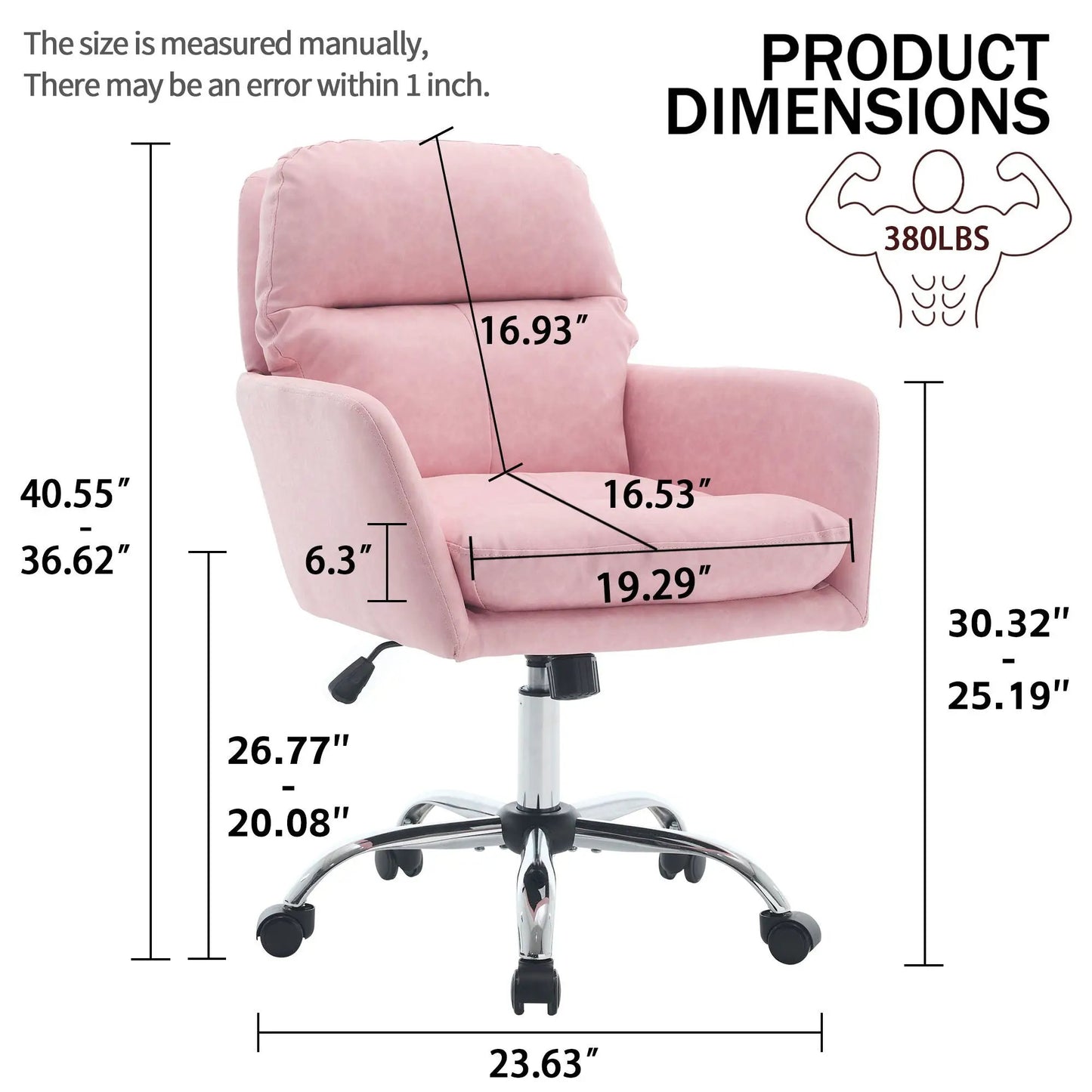 Pink office chair with adjustable height and ergonomic swivel by Unique Piece Furniture on Tampa Home & Garden Store