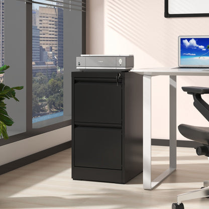 HouseOfZazla steel vertical file cabinet with lock, black finish on Tampa Home & Garden Store