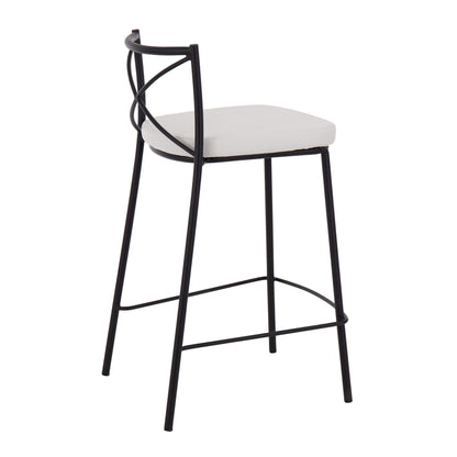 Modern Charlotte counter stool by HouseOfZazla with black metal frame and white padded seat on Tampa Home & Garden Store