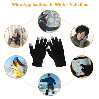GemGear unisex knit touch-screen gloves, black with gray fingertips, winter warmth for outdoors on Tampa Home & Garden Store