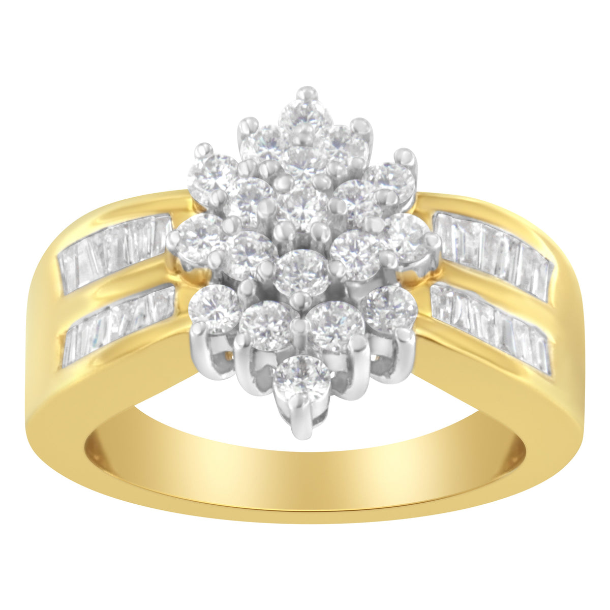 Ring: Bids.com 10K yellow gold diamond cluster ring 1.0 cttw marquise diamonds size 7 on Tampa Home & Garden Store