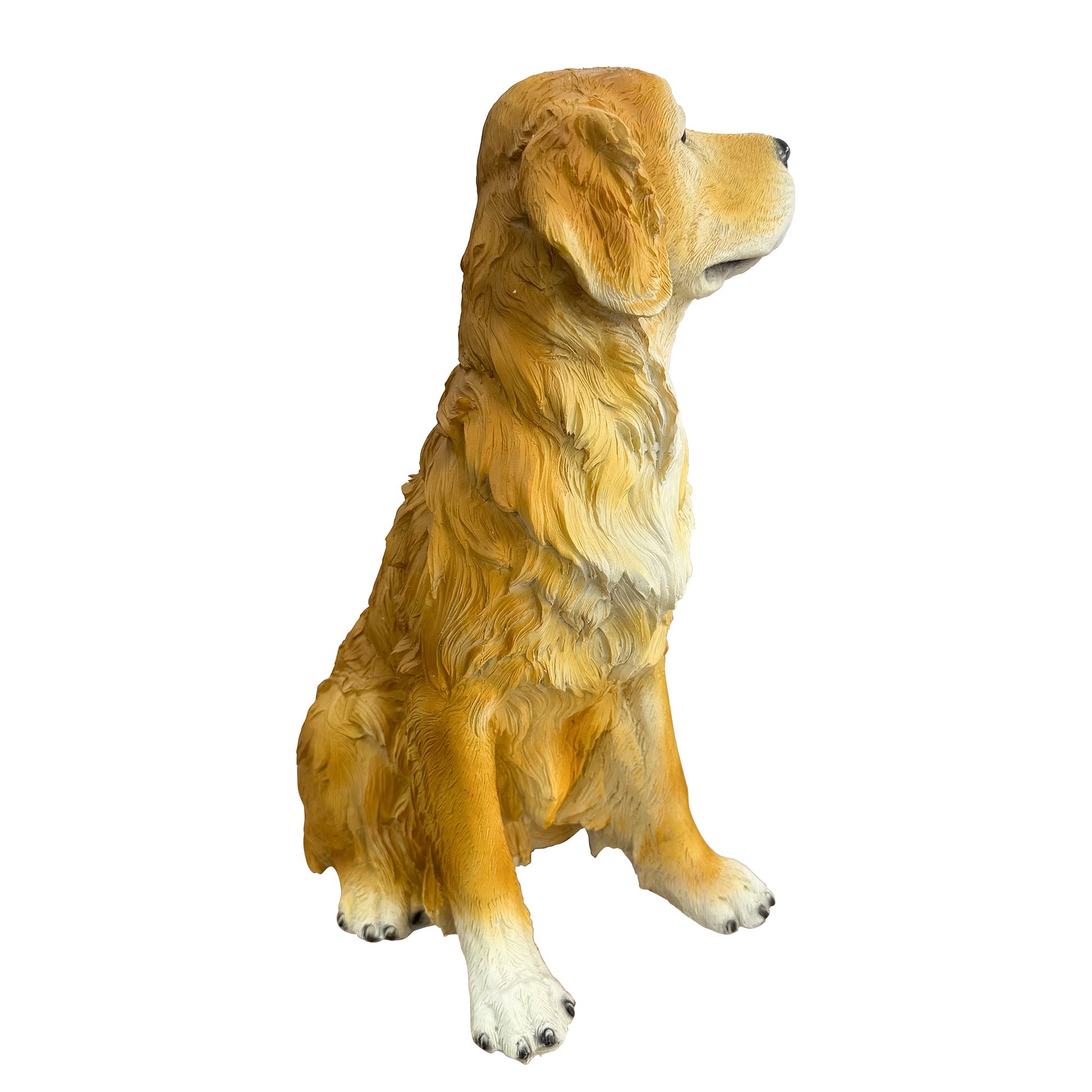 Golden Retriever garden statue with textured fur in cream-gold finish on Tampa Home & Garden Store