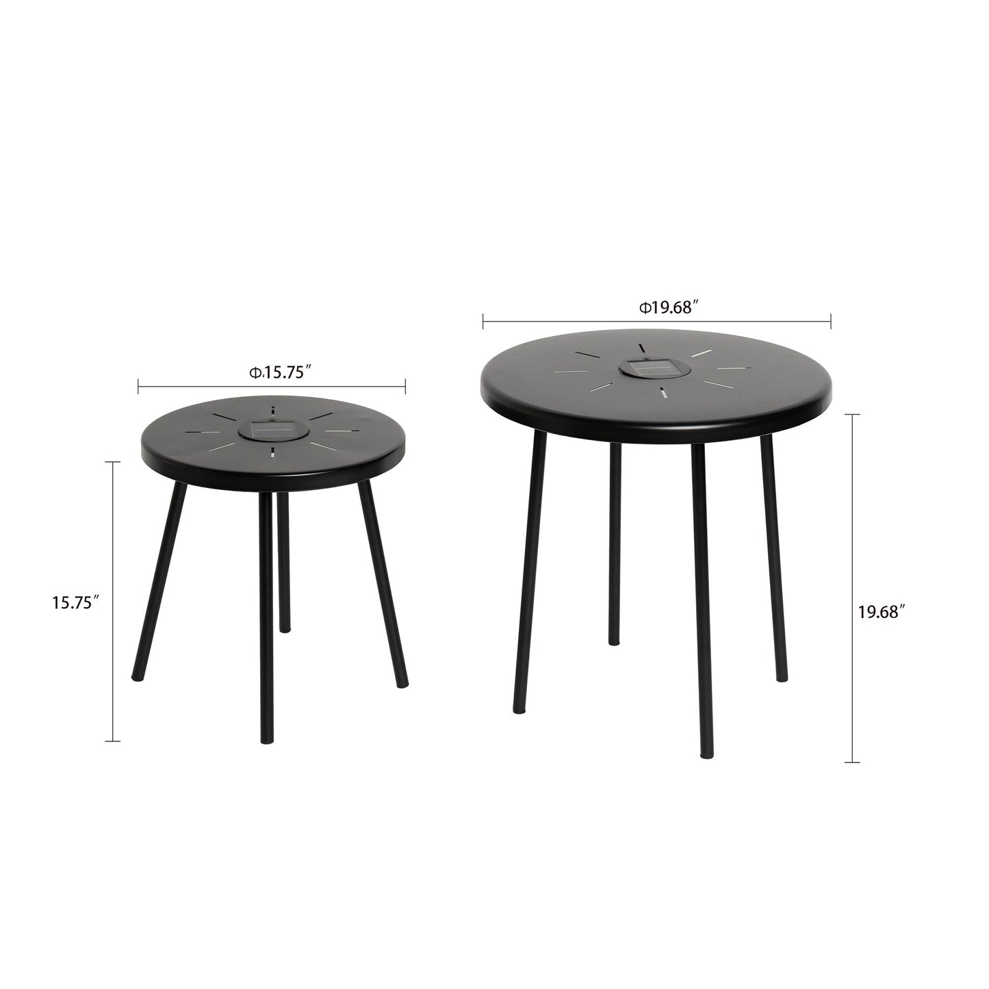 a Set of Two Solar Led Nesting Round Side Tables