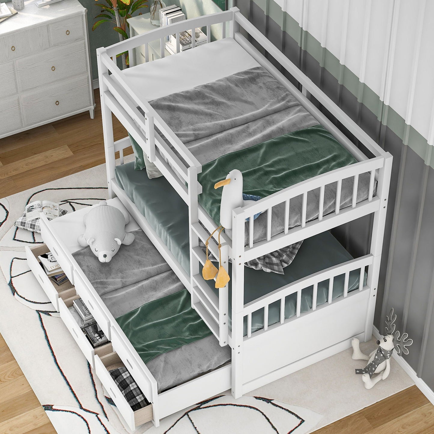Bunk bed with arched headboard and footboard, trundle and drawers HouseOfZazla on Tampa Home & Garden Store