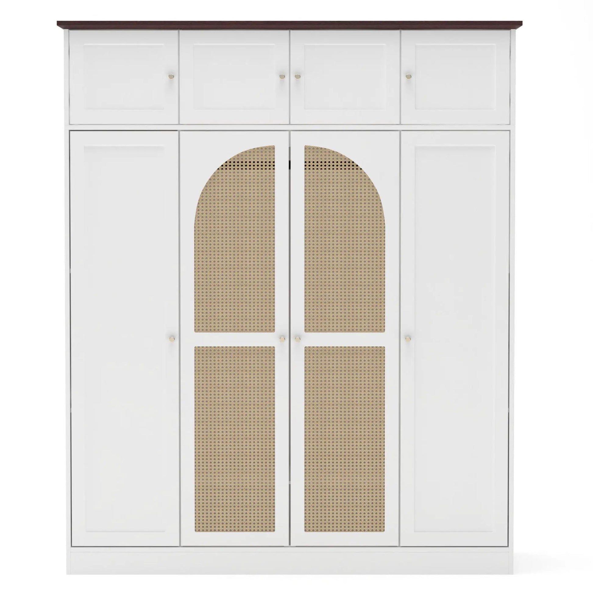 8-door white armoire wardrobe with wood top and arched panel fronts by Unique Piece Furniture on Tampa Home & Garden Store