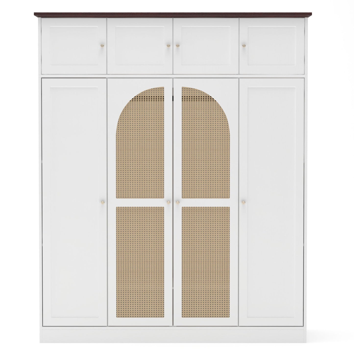 8 Door Armoire Wardrobe white finish with dark wood top, mesh panel arches by HouseOfZazla on Tampa Home & Garden Store