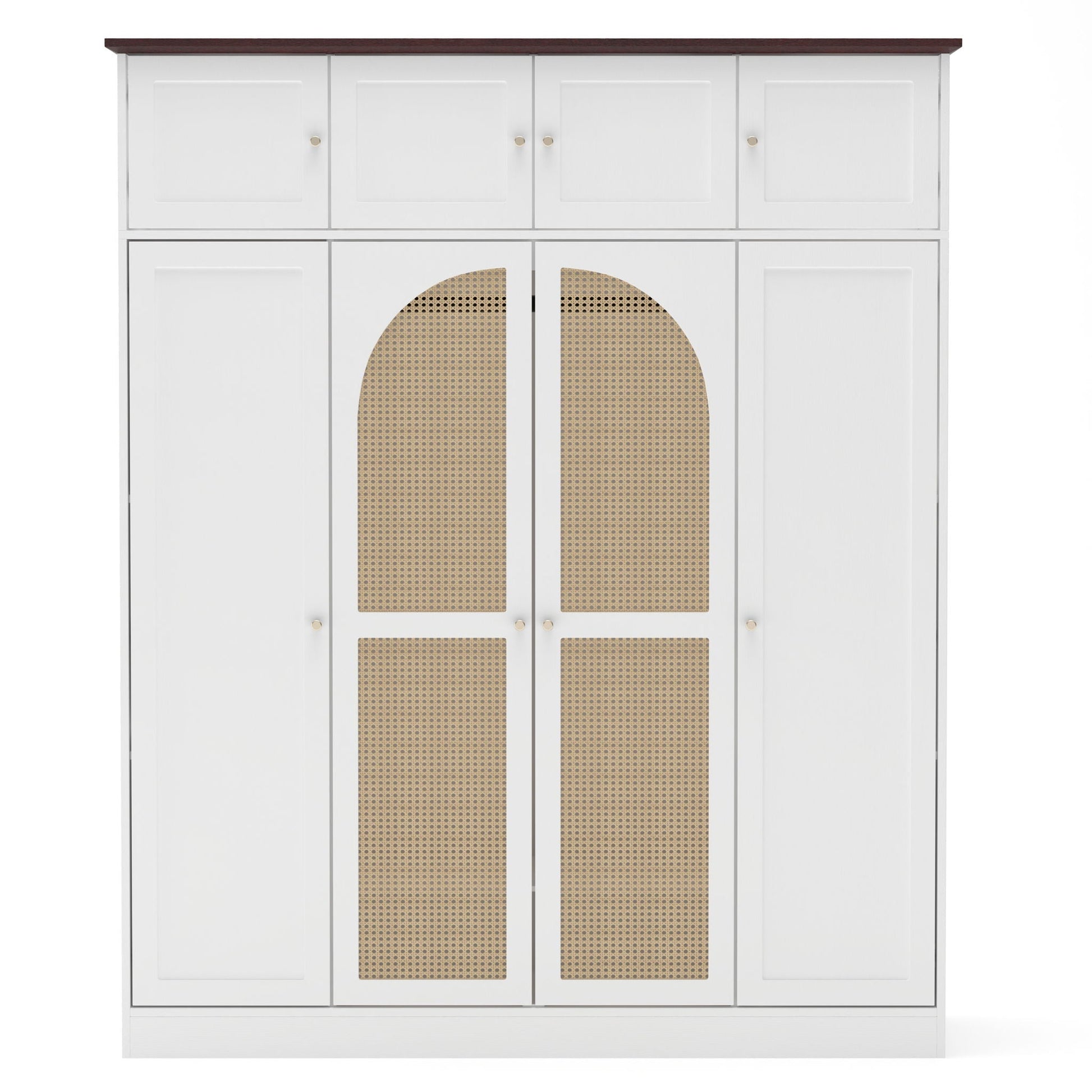 8 Door Armoire Wardrobe white finish with dark wood top, mesh panel arches by HouseOfZazla on Tampa Home & Garden Store