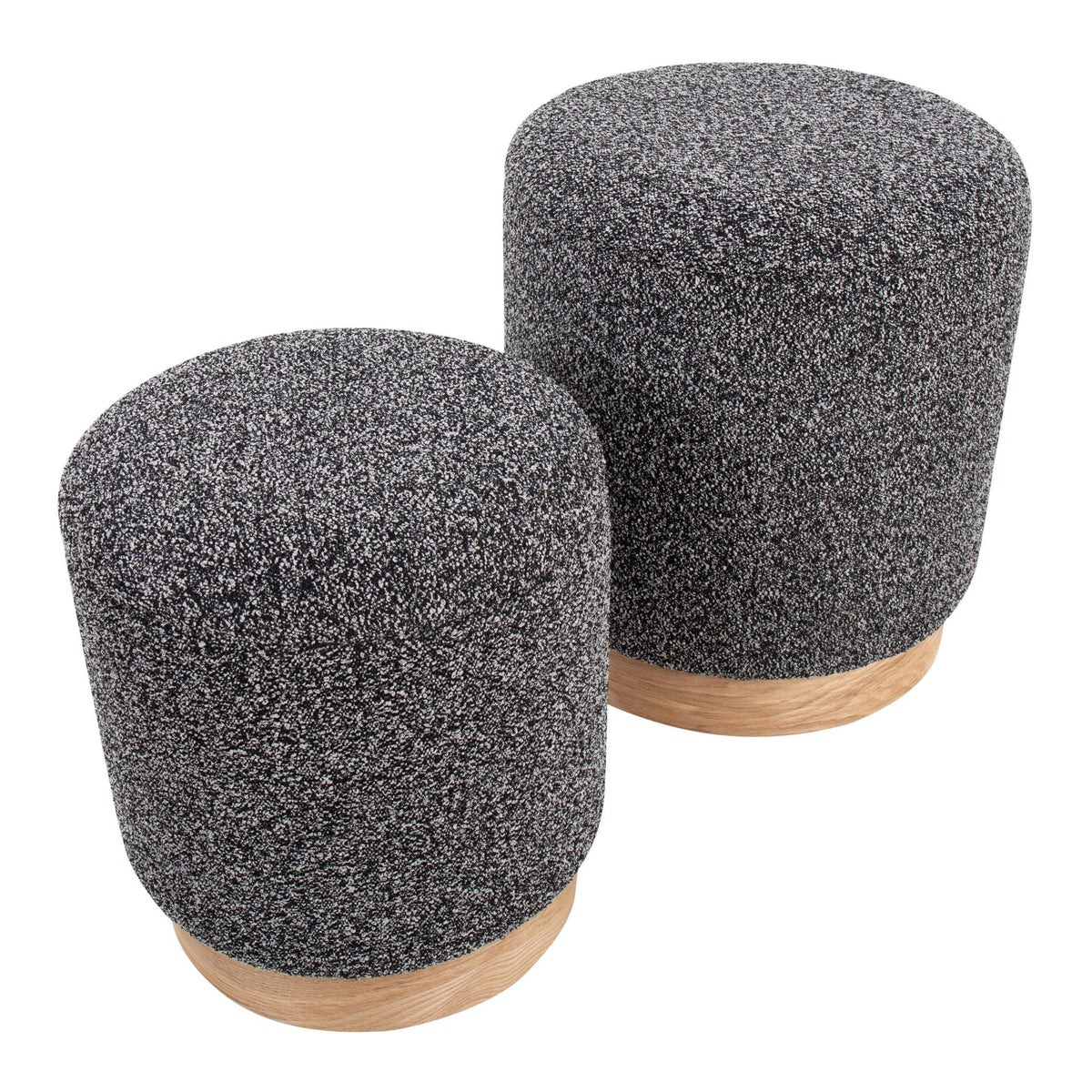 Contemporary nesting ottoman set with cushioned tops in speckled fabric, 2-piece on Tampa Home & Garden Store