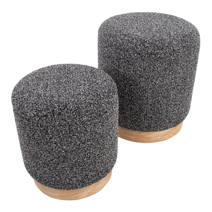 Contemporary nesting ottoman set with cushioned tops in speckled fabric, 2-piece on Tampa Home & Garden Store
